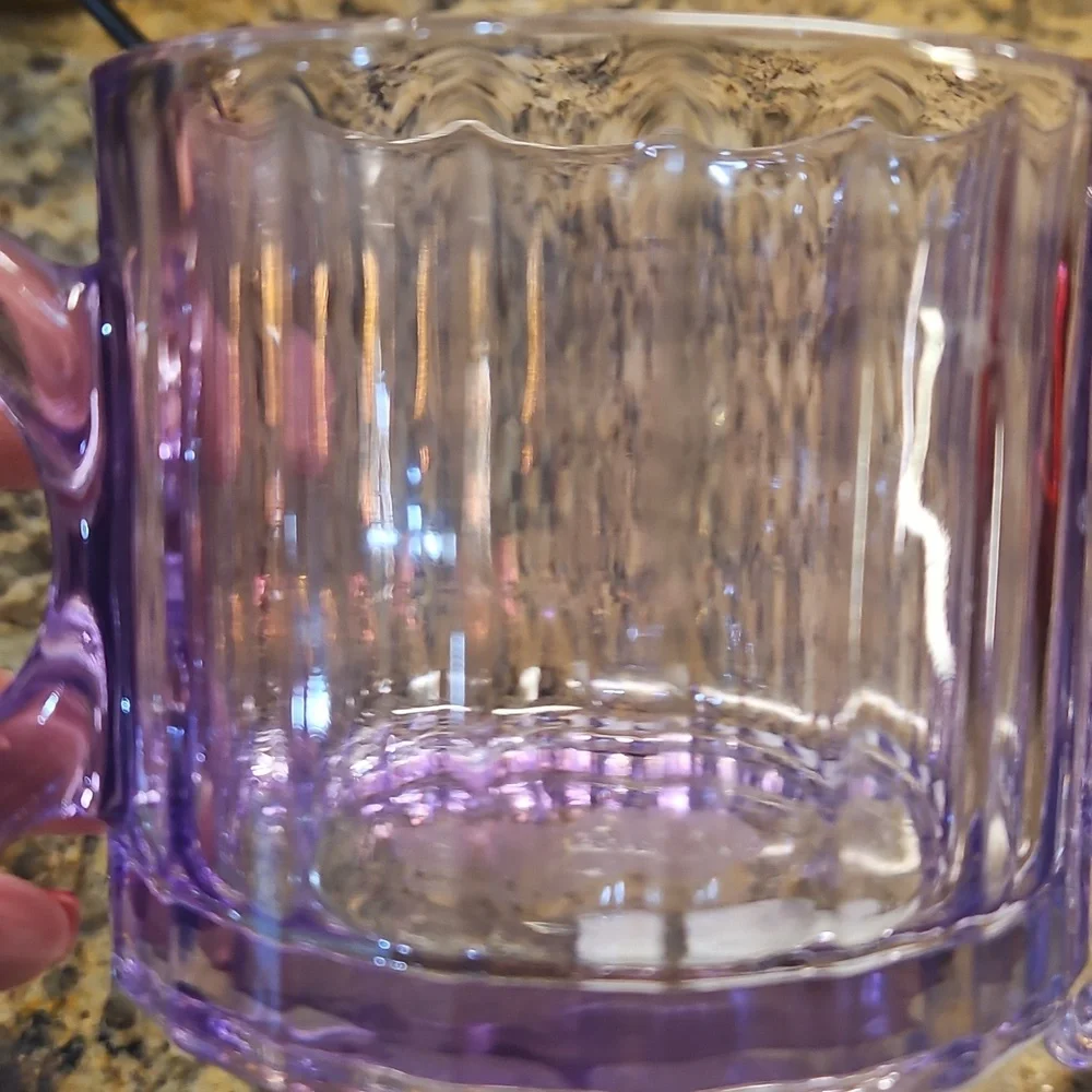 Purple Glass Mugs‎ Set Of 3